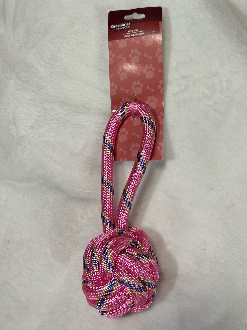 Rope Monkey Fist Knot Dog Toy Tug Chew Hot Pink